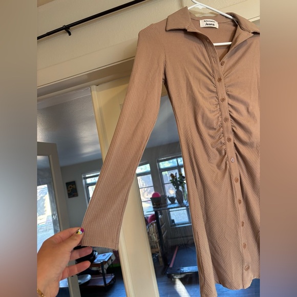 Long Sleeve Reformation Mini Shirt Dress/ Button Up Dress Size XS - Picture 2 of 6